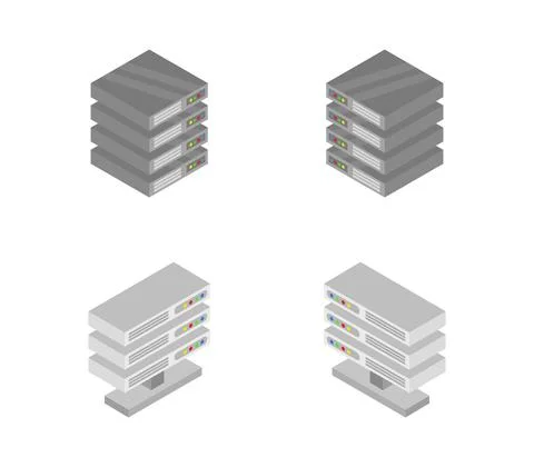 Isometric server icon illustrated in vector on white background Illustrazione stock