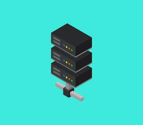 Isometric server icon illustrated in vector on white background Illustrazione stock