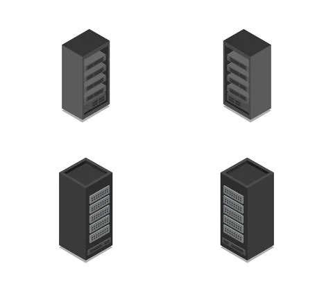 Isometric server icon illustrated in vector on white background Stock Illustration