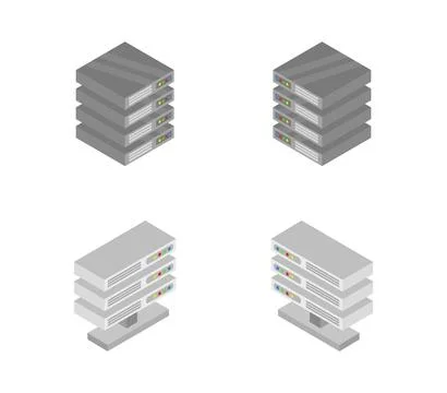 Isometric server icon illustrated in vector on white background Illustrazione stock