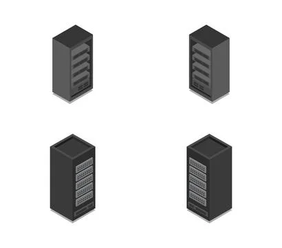 Isometric server icon illustrated in vector on white background Stock Illustration