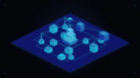 Isometric server network and cloud data connectivity animation Stock Footage 347204697