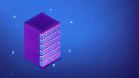 Isometric server rack concept. Illustrazione stock
