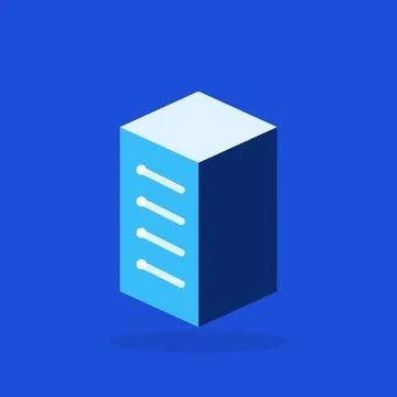 Isometric server rack cube icon, flat design vector illustration of data storage Stock Illustration