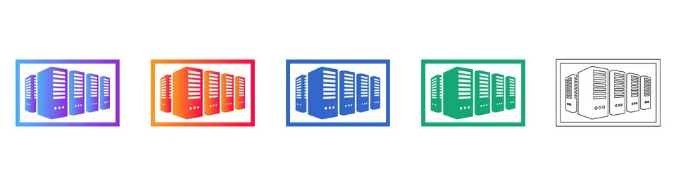 Isometric Server Rack Infrastructure Icons 스톡 일러스트