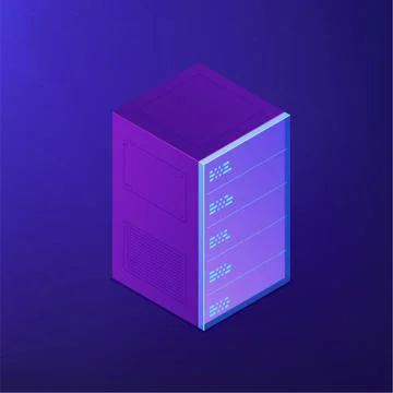 Isometric server rack. Vector 3d illustration. Stock Illustration