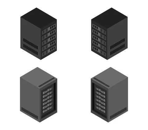 Isometric server room in vector on white background 스톡 일러스트