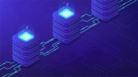 Isometric server-side processing concept. Stock-Illustration