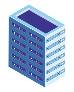 Isometric server tower tech Stock Illustration