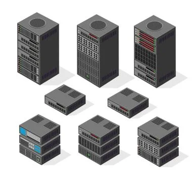 Isometric set 3D computer Stock Illustration