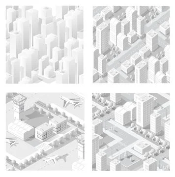 Isometric set of blocks module of areas of the city construction and designin Stock Illustration