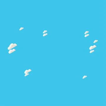 Isometric Set of Clouds on Blue Background - Element for Web, Tileset Map, Game Stock Illustration