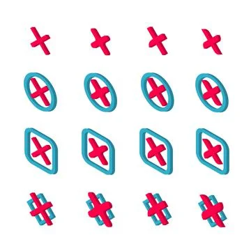 Isometric set of color options for checkmark buttons. Stock Illustration