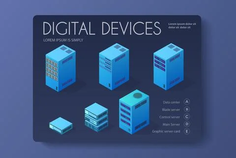 Isometric set of a computer Stock Illustration
