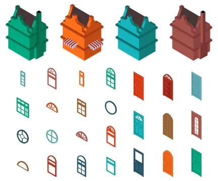 Isometric set  designer house Stock Illustration