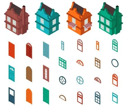 Isometric set  designer house Stock Illustration
