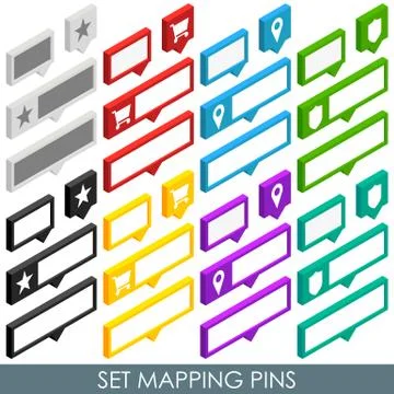 Isometric set mapping cloud pins Stock Illustration