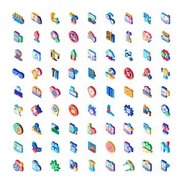 Isometric set representing various business and data icons Illustrazione stock