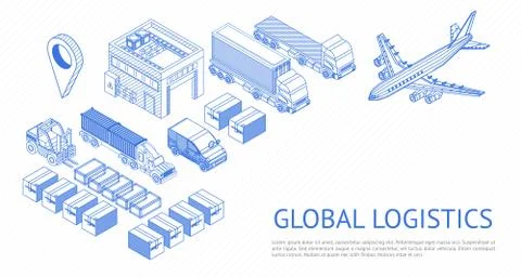 Isometric set of vector logistics Stock Illustration