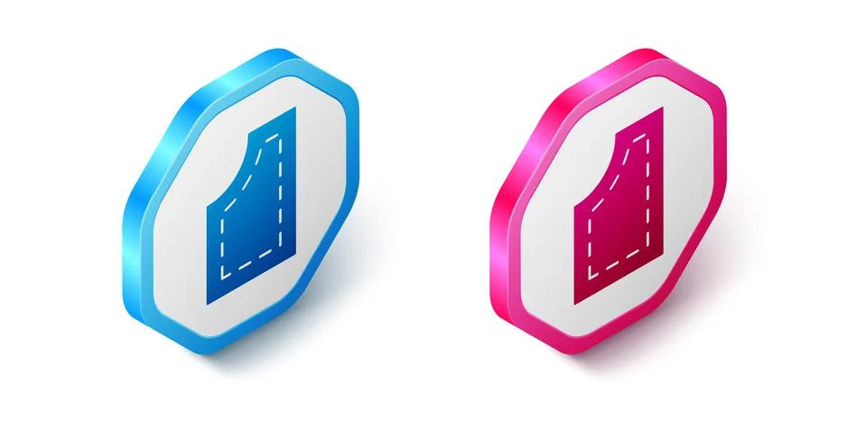Isometric Sewing pattern icon isolated on white background. Markings for sewing Stock Illustration