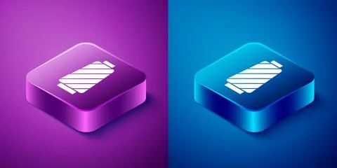 Isometric Sewing thread on spool icon isolated on blue and purple background Stock Illustration