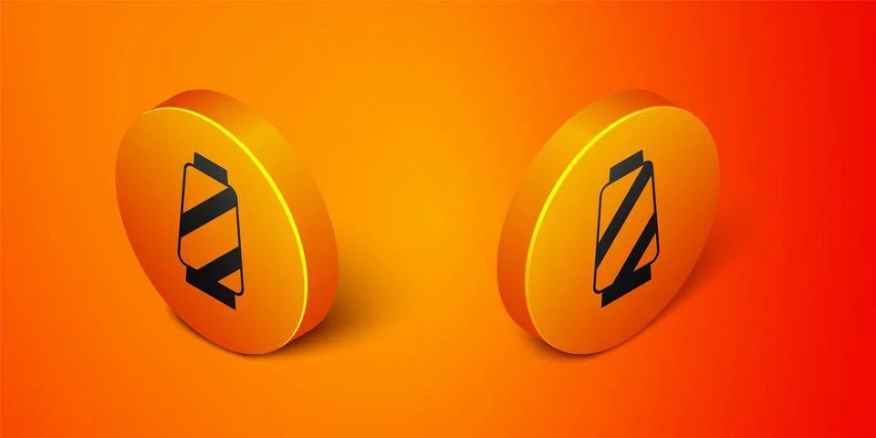 Isometric Sewing thread on spool icon isolated on orange background. Yarn spo Stock Illustration