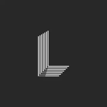 Isometric shape letter L logo many parallel thin lines geometric form, creati 库存插图