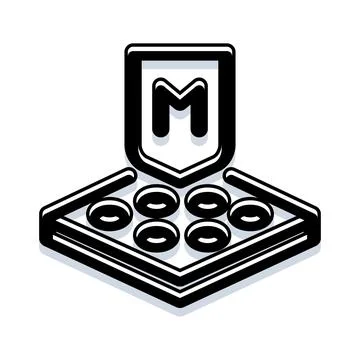 Isometric shield and letter m logo design Stock Illustration