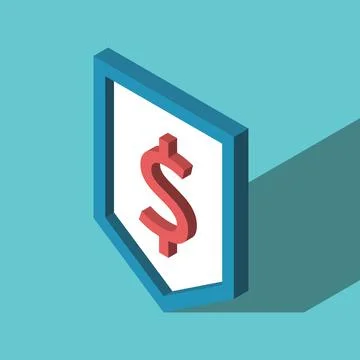 Isometric shield, dollar sign Stock Illustration