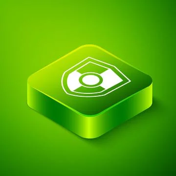 Isometric Shield icon isolated on green background. Guard sign. Security, safety Stock Illustration