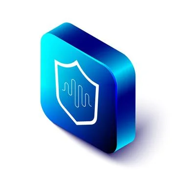 Isometric Shield voice recognition icon isolated on white background. Voice b Stock Illustration