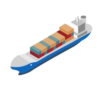 Isometric shipping icon with container ship Stock Illustration