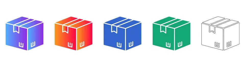 Isometric Shipping Package Box Icon Set Stock Illustration