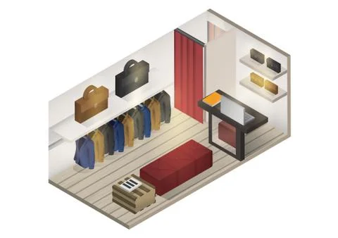 Isometric shop interior 스톡 일러스트