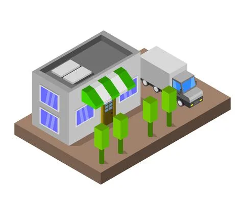 Isometric shop in vector on a white background Stock Illustration
