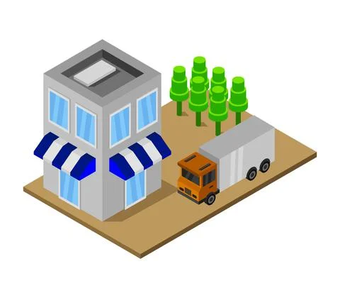Isometric shop in vector on a white background Stock Illustration