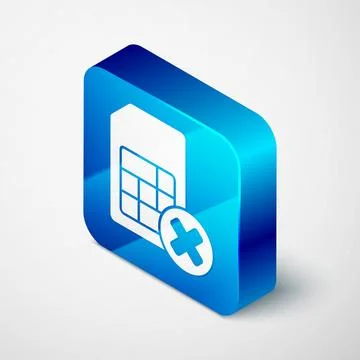 Isometric Sim card rejected icon isolated on grey background. Mobile cellular Stock Illustration