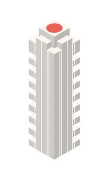 Isometric Skyscraper Building Object or Icon - Web Element, Tileset Map, Game Stock Illustration