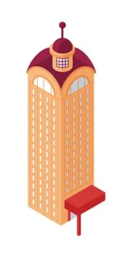 Isometric Skyscraper Building Object or Icon - Web Element, Tileset Map, Game Stock Illustration