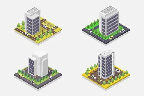 Isometric skyscraper illustrated on background Stock Illustration