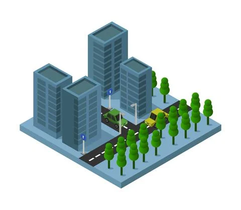 Isometric skyscraper illustrated on a white background Stock Illustration