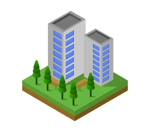 Isometric skyscraper illustrated on a white background Stock Illustration