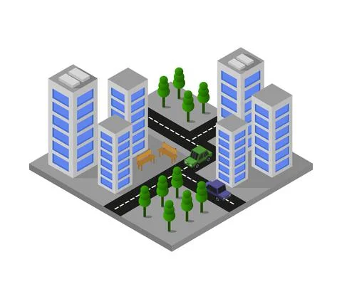 Isometric skyscraper illustrated on a white background Stock Illustration