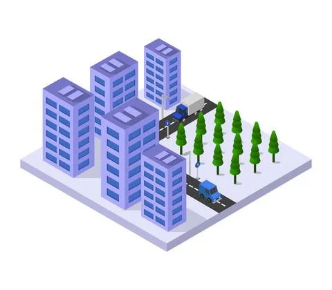 Isometric skyscraper illustrated on a white background Stock Illustration