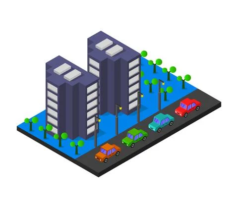 Isometric skyscraper illustrated on a white background Stock Illustration