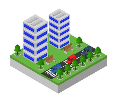 Isometric skyscraper illustrated on a white background Stock Illustration