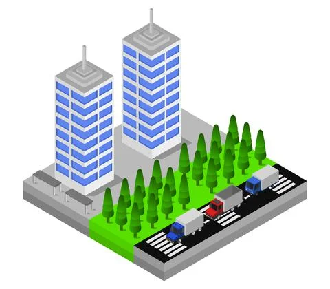 Isometric skyscraper illustrated on a white background Stock Illustration