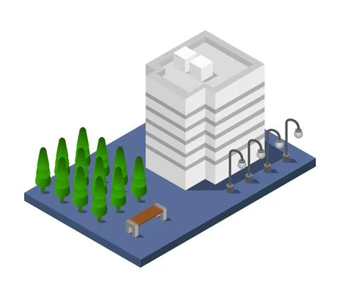 Isometric skyscraper illustrated on a white background Stock Illustration