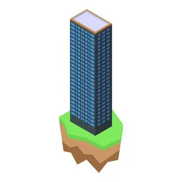 Isometric skyscraper on small earth section Stock Illustration