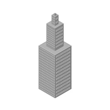 Isometric skyscraper, tall building. Isolated on white background. Vector Stock Illustration